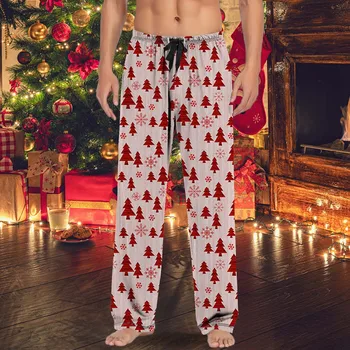 Коледни Мъжки Ежедневни Панталони Пижамные Панталони с Завязками и Джобове Коледен Подарък за Мъже, Големи и Високи Панталони
