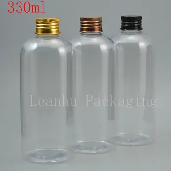 Капачка на винт с прозрачна пластмасова бутилка 330МЛ, бутилка шампоан/лосион 330КК обгръщащ, празен козметични контейнер
