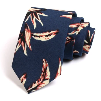 Нов Дизайн, Свързан с Принтом Листа За Мъже, Висококачествени Модни Официални Вратовръзки 7 см, Мъжки Бизнес облекло, Работно Вратовръзка, Тъмно Синя Вратовръзка