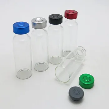 продажба на едро, 50 бр./лот, 20 мл, прозрачна стъклена бутилка с алуминиеви разноцветни капаци, 2/3 грама, шишенцата за проби с бутилсиликоновой с гумена запушалка,