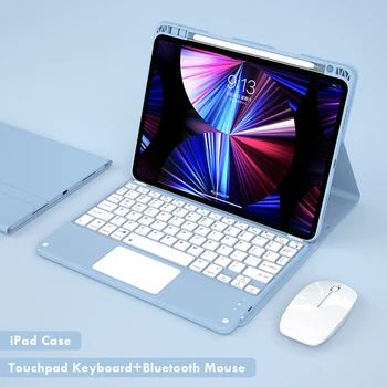 2021 НОВОСТ за iPad Pro 11 10,5 9,7 Air 1 2 Air 5th 6th Клавиатура със сензорен панел Air 4 10,9 10,2 7th 8th Магнитен Калъф Клавиатура и мишка