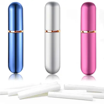 8 комплекта цветни многократна употреба на алуминиеви и Стъклени Празни Тръби за назално Инхалатор с Етерично масло