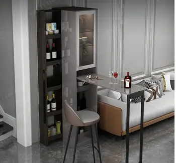 Каменна плоча сгъваем бар маса вино кабинет интеграция модерна проста семейна хол преграда бар шкаф