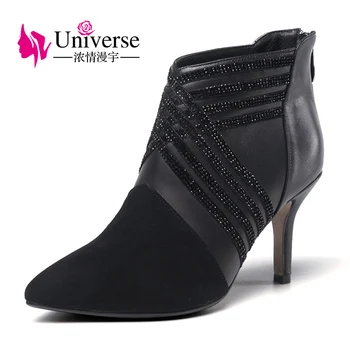 Universe fashion 2017 дамски обувки на много висок ток от естествена кожа с кристали G364