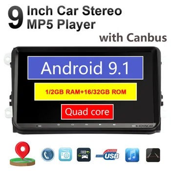 2Din Android 9,1 Авто Радио Мултимедиен Плейър GPS за VW/Volkswagen/Skoda/Passat/MK5/MK6/Polo/GOLF 2 + 32G 9 инча FM Авторадио MP5