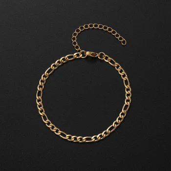 Нов Прием на Широчина 4 ММ от Неръждаема Стомана Златно покритие Gold Черно Гривна-Верига За Мъже и Жени Модни Вечерни Подарък Бижута 16 + 5 СМ