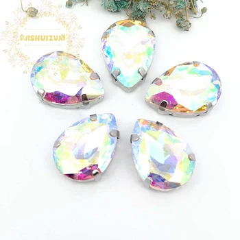 ГОРЕЩО!!! Crystal AB Капки вода форма на Кристал Crystal шият кристали с четири нокти Diy Аксесоари за дрехи Безплатна доставка!