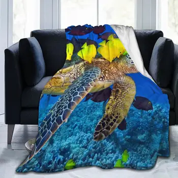 Мода животни Seaturtle 3D печат печатни одеяло покривки одеяло ретро легла квадратен пикник меко одеяло
