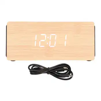 Alarm clock, wooden Bluetooth Стабилен и Екологично Чист 240 mah LED Умни Електрически Часовници за Спални за Офис