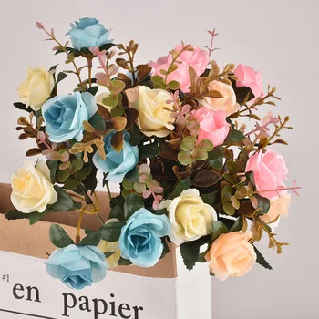 12 Гола Европейския Изкуствен Диамант Букет От Рози Цвете Изкуствени Цветя, Домашни Сватбена Коледна Украса