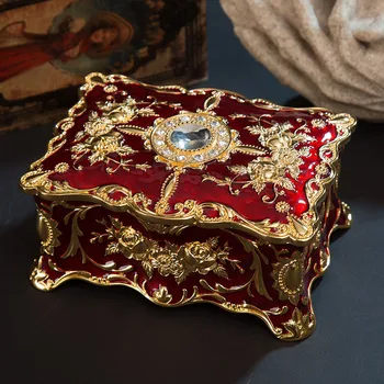 Метални Занаяти Европейски Стил Ретро Ковчег За Бижута Творческа Висококачествено Пръстен, Колие Малка Кутия За Съхранение Подарък