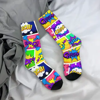 Чорапи екипажа полиестер баскетболни чорапи хлопа панели на комикса луд дизайн, цветни за жени Хора