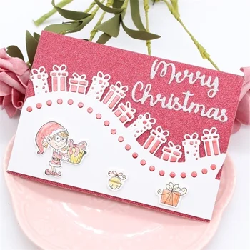 Crazyclown направи си САМ Коледни Подаръци Граница за Рязане на Метал Умира Шаблони за Scrapbooking/Фотоалбум Декоративен Релеф на Хартиени Картички