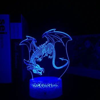 Летящият Дракон 3D Илюзия Led Лампа за Детска Спалня Декор Подарък За Рожден Ден, лека нощ Промяна на Атмосферата Акрилни лека нощ