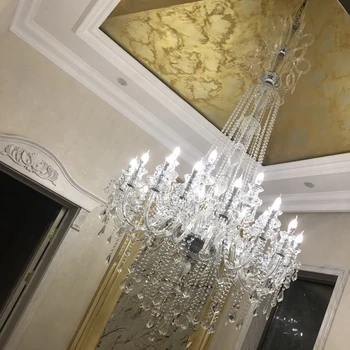 Викторианската Полилей Фоайе Стълбище Чешките Кристални Полилеи Led С Високо Осветление, Голяма Всекидневна Подвесная Лампа На Стълба