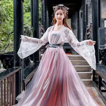 Китайски костюм Ханьфу женски Цветя Бог Фу Цанхай Фу талия бродирана пола ханьфу жени