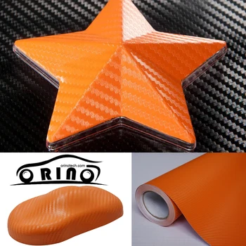 Размер 1,52x30 м /ролка, Оранжева 3D Vinyl Автомобили филм От въглеродни влакна, фолио С Въздушни мехурчета, 3D бяло покритие за полагане на кожата на Автомобила