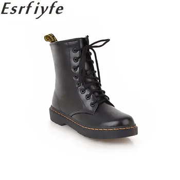 ESRFIYFE/Новост 2021 г.; Кожени дамски обувки Martin; зимна Топла Плюшен обувки; дамски Мотоциклетни ботильоны; Модни дамски обувки; Botas