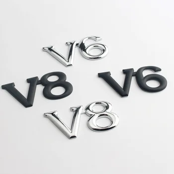 1 БР V6 и V8 логото на Емблемата на Иконата на Колата стайлинг 3D Метал Хром продажба на Автомобила на Стикера отзад на багажника Компенсира Украса