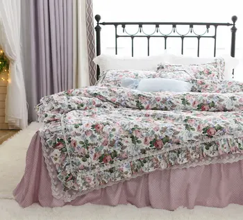 Романтична ретро пасторальный комплект спално бельо, ретро цвете пълна кралицата на поп памук двойна начало текстилни покривки калъфка за възглавница одеяло калъф