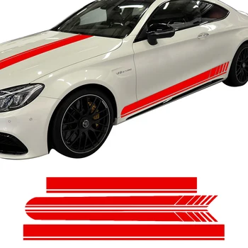 Издание 1 Странични Състезателни Ивици на предния Капак Стикер на Покрива Етикети за Mercedes Benz C63 AMG Coupe W205 C200 C250 C300 Черно/Жълто