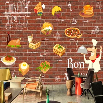 Потребителски Бургери пицария Ресторант Фон Хамбургер Рисувани Стенни Тапети 3D Снек-Бар Западен заведения за Бързо Хранене, Хот-Дог, Тапети 3D