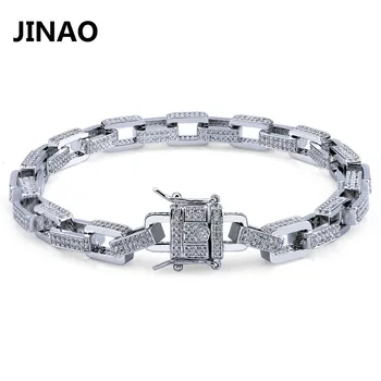JINAO Европейския и Американския Стил на Златист Цвят Сребърен Цвят Самоличността на Iced Out AAA CZ Камък Гривна Бижута, Модни Подаръци