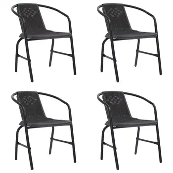 Столове за тераса с 4 бр. Пластмасови ратан и стомана 242,5 паунда 24,4 х 21,7 