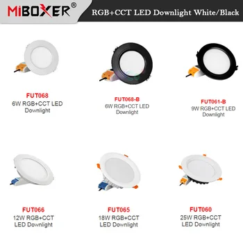 Miboxer Бял Черен RGB + CCT Led лампа 6 W/9 W/12 W/18 W/25 Вата с регулируема яркост на Тавана 110 и 220 Във Вътрешна облицовка лампа 2,4 Грама на Дистанционно ПРИЛОЖЕНИЕ