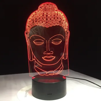 Лампа на Буда в Будизма 3D Led Лампа USB Цветен лека нощ Украса Иновативен Коледен Подарък на Късмет