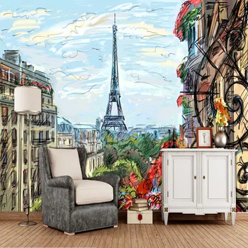Париж-Айфеловата Кула живопис 3D тапети papel de parede, хол с ТЕЛЕВИЗОР, разтегателен стени спалня тапети начало декор бар стенописи