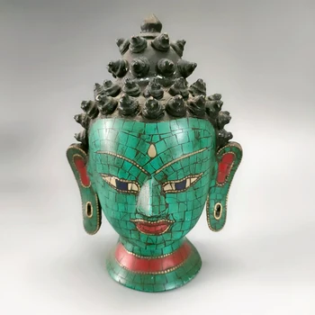 Изискана китайската древна перегородчатая медна Статуя на Главата на Буда