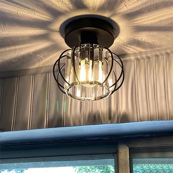 Ретро кухненски лампата на верандата полилеи Кристална Тавана Лампа de cristal коридор плафониери трапезария led Осветление