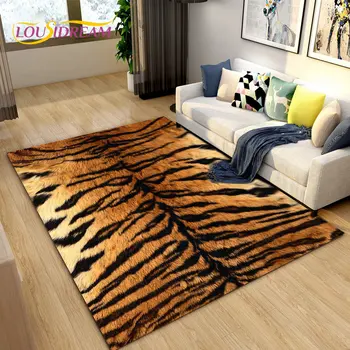 3D Шарени килим с Изображение на Тигър, Голям Килим килим за Хол, Спалня, Кухненски Подложка, Бижута, Нескользящий Подложка за Пода
