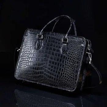 ourui нов мъжки портфейл от естествена крокодилска кожа, чанта, черна мъжка чанта, мъжка чанта, мъжка чанта