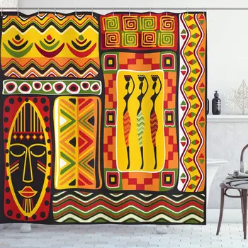 Африкански Исторически Оригинален Дизайн в Райе и Правоъгълник, Интериор на Баня от Плат