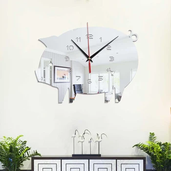 Прасе Стенни Часовници направи си САМ 3D Декоративна Стикер На Стената Начало Декор Часовници Хол Декорация на Дома, Огледалото Стикер За Стена