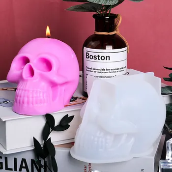 Човешката Фигура Череп Свещ Мухъл САМ Хелоуин Украса Силиконови 3D Творчески Свещи Занаят, Ръчно изработени Скелет Восъчни Форми