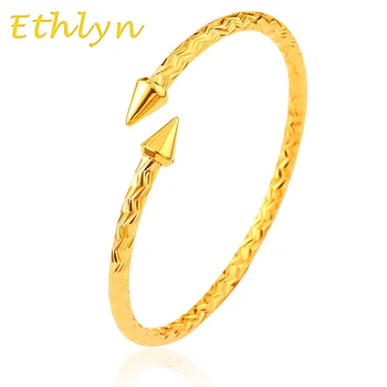 Ethlyn Эфиопские Мъжки бижута Златен Цвят С релефна, златни гривни, гривни за мъже B18