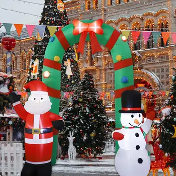 Държавата празник раздувной вградени сводове LED светлина осветява надуваеми на Дядо Коледа и държавата Снежен за семейството