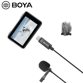 Петличный микрофон BOYA BY-M3-ОА, ненасочено аудио изход Type-C, предназначен за аксесоари за екшън камери DJI OSMO