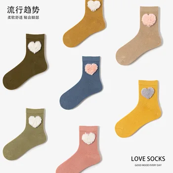Обикновена пикантен дамски топли плюшени чорапи със сладък мечок, памучни прекрасно есенно-пролетни чорапи-тръба, чорапи Harajuku в японски корейски стил, чорапи jk