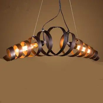 Ретро Селски Метален окачен лампа с Кухненски Бар Железен Висящ лампата е Новост, навити Ресторант Кафе лампа Lamparas E27*2 Edison