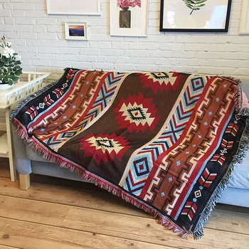 Национален Стил Ретро Геометрия Наметала Одеяло калъф за дивана зимата ежедневното одеяло за Пътуване със Самолет Легла эркерное одеяло