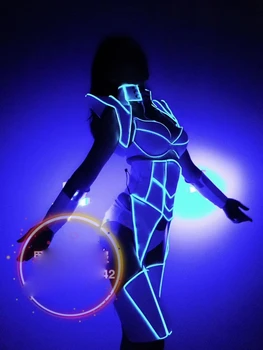 Жените Гого Future technology Led light up костюм нажежен етап танцов парти момиче нощен клуб танцьор костюм