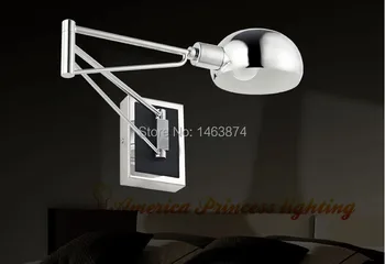 Прибиращ се сгъва стенни лампа с led осветяване за обучение и работа, материал, желязо, хром, E27, AC110-240V