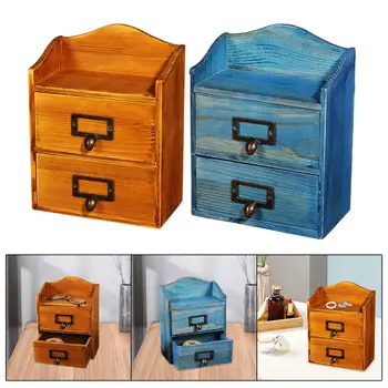 Кутия за съхранение на настолни кутии с 2 чекмеджета Класически Настолен Шкаф за декор на Суетата