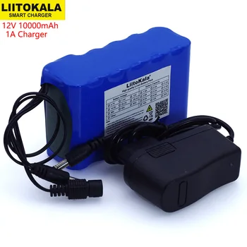 Liitokala 12v 10Ah 18650 литиево-йонна батерия 10000 ма с BMS Такса Защита на Веригата DC 5,5*2,1 мм + 12,6 В 1A Зарядно устройство