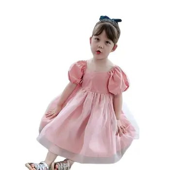 Лятна рокля на Принцеса за момичета, Детски Рокли с пищни ръкави, дрехи за деца 2-6 ГОДИНИ